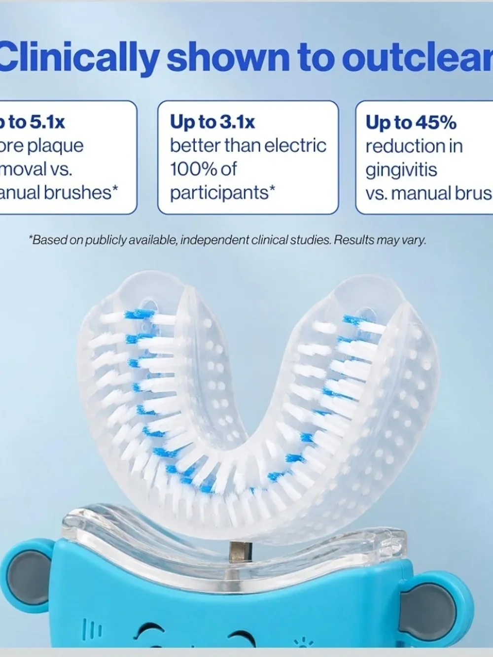 Autobrush Kids U-Shaped Electric Toothbrush ADA Accepted Lion Ages 6-8 Music LED
